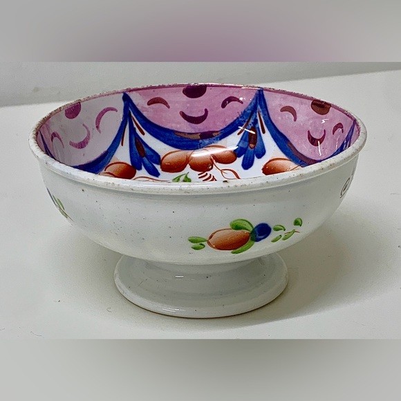 c. 1830 Vintage Gaudy Welsh Drape Variant Inscribed Pedestal Sugar Bowl - Picture 2 of 16